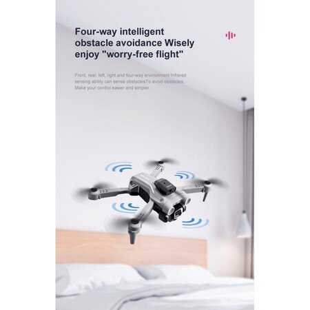 Dronă GPS Aeriel K9 4K HD WiFi cu 3 lentile și 2 baterii - neagră