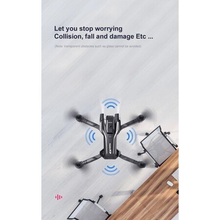 Dronă GPS Aeriel K9 4K HD WiFi cu 3 lentile și 2 baterii - neagră