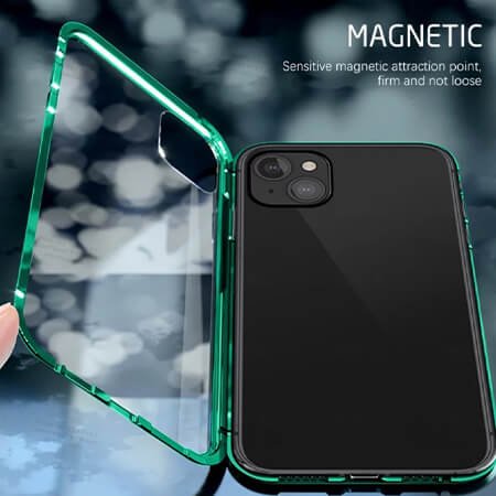 Carcasă magnetică din sticlă 360° pentru iPhone 15 Plus