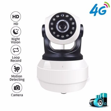 Cameră de supraveghere video 360° WiFi / 4G cu cartelă SIM și baterie reîncărcabilă încorporată