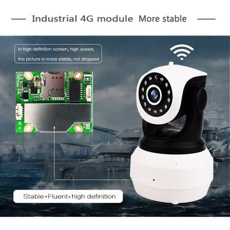 Cameră de supraveghere video 360° WiFi / 4G cu cartelă SIM și baterie reîncărcabilă încorporată