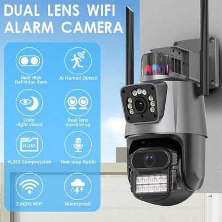 Cameră IP dublă PTZ Antenă dublă Color Viziune nocturnă WIFI ICSEE ULTRA HD Model P11