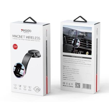 Yesido C292 Suport magnetic pentru telefon cu încărcare fără fir - negru