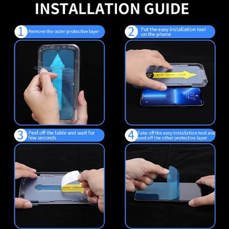 Protector din sticlă 9D cu cadru pentru o plasare ușoară pentru iPhone 15 Pro