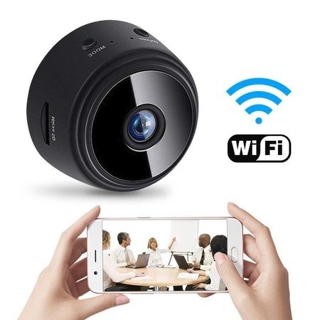 Mini cameră panoramică wireless 150° WiFi - neagră