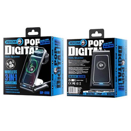 Wireless / wireless / încărcător 3 în 1 WEKOME WP-U168 15W - Negru