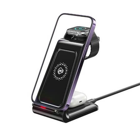 Wireless / wireless / încărcător 3 în 1 WEKOME WP-U168 15W - Negru