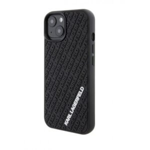 Husă cu inscripții colorate Karl Lagerfeld pentru iPhone 15 Pro Max - neagră