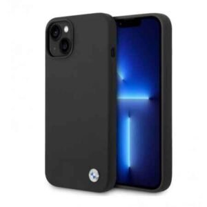 Husa color BMW cu emblema metalica pentru iPhone 13 - neagra