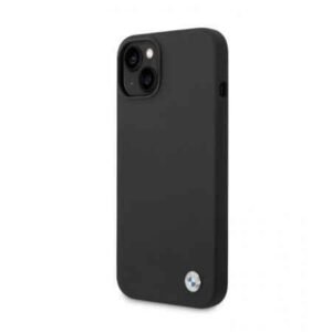 Husa color BMW cu emblema metalica pentru iPhone 14 Pro - neagra