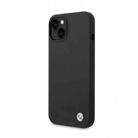 Husa color BMW cu emblema metalica pentru iPhone 14 Pro - neagra