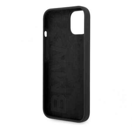 Husa color BMW cu emblema metalica pentru iPhone 13 - neagra