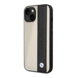 Husă color BMW cu emblemă metalică pentru iPhone 14 - Albă
