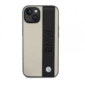 Husă color BMW cu emblemă metalică pentru iPhone 14 - Albă
