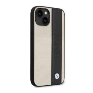 Husă color BMW cu emblemă metalică pentru iPhone 14 - Albă