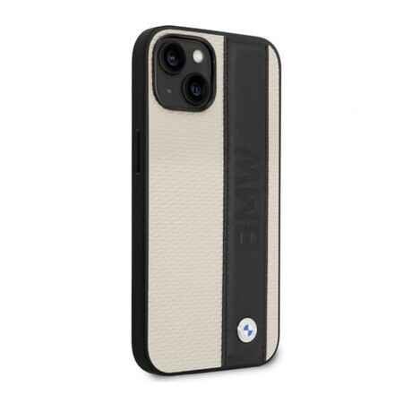 Husă color BMW cu emblemă metalică pentru iPhone 14 - Albă