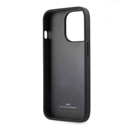 Husă color BMW cu emblemă metalică pentru iPhone 13 Pro - bej