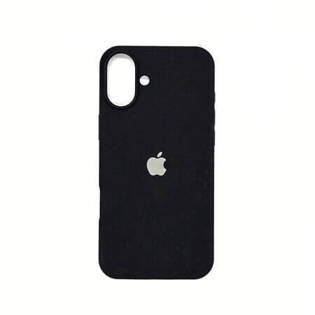 Husă din silicon cu logo Apple pentru iPhone 16 + Protector de sticlă pentru ecran complet 5D