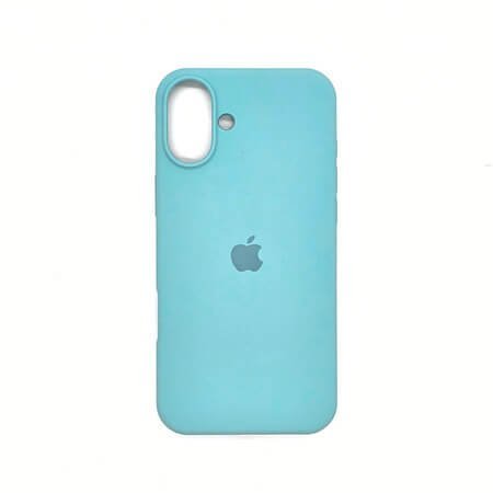 Husă din silicon cu logo Apple pentru iPhone 16 + Protector de sticlă pentru ecran complet 5D