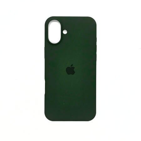 Husă din silicon cu logo Apple pentru iPhone 16 + Protector de sticlă pentru ecran complet 5D