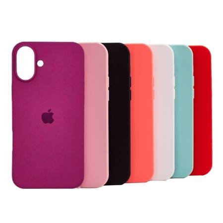 Husă din silicon cu logo Apple pentru iPhone 16 + Protector de sticlă pentru ecran complet 5D