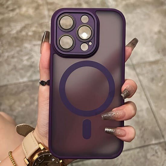 Husă mată MagSafe de lux pentru iPhone 15 Plus - violet 1 Husă de lux MagSafe Mate pentru iPhone 15 Plus - Mov