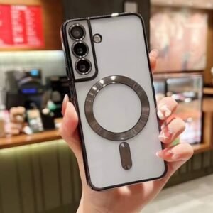 Husa transparenta de lux cu MagSafe pentru Samsung Galaxy S24 Plus - Neagra
