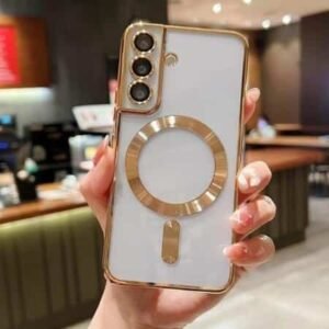 Husa transparenta de lux cu MagSafe pentru Samsung Galaxy S24 - Aur