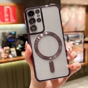 Husa transparenta de lux cu MagSafe pentru Samsung Galaxy S23 Ultra - Mov