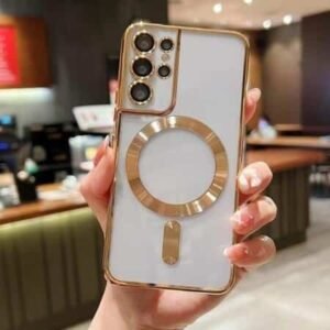 Husă transparentă de lux cu MagSafe pentru Samsung Galaxy S22 Ultra - Aur