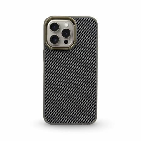 Husă Premium Carbon pentru iPhone 16 - Argintiu Titan