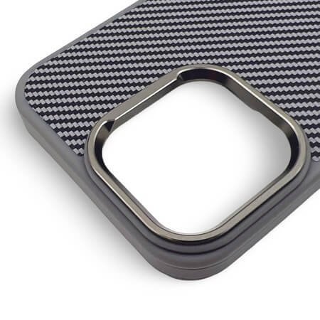Husă Premium Carbon pentru iPhone 16 Pro Max - Argintiu Titan