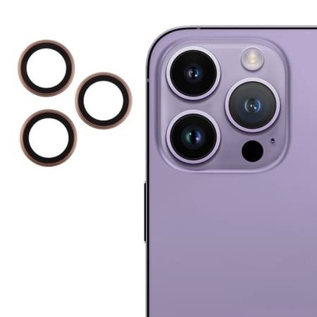 Protector din sticlă 3D, obiectiv pentru cameră pentru iPhone 16 Pro - Aur roz