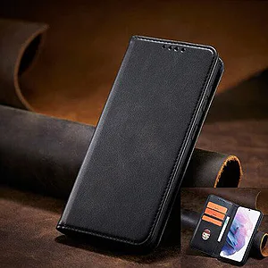 Notebook din piele cu husă magnetică pentru Samsung Galaxy S25 Plus - Negru