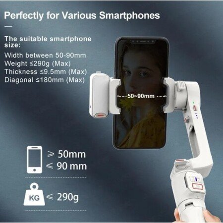 Gimbal extensibil cu trepied, stabilizator gimbal pentru trepied și stick selfie Bluetooth cu lumină de umplere