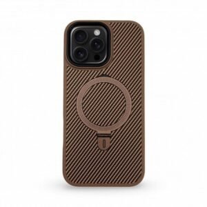 Husă Premium Carbon MagSafe pentru iPhone 15 Pro - Titanium Gold