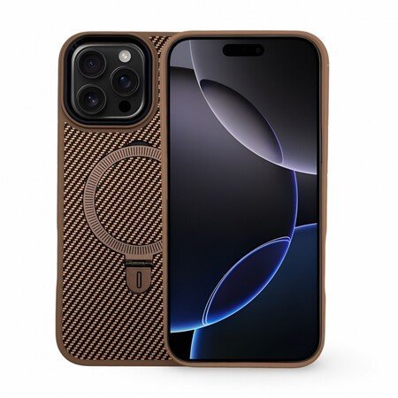 Carcasă Premium Carbon MagSafe pentru iPhone 14 Pro - Auriu Titaniu