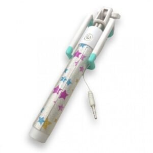 Stick selfie monopied colorat cu mufă de 3,5 mm - roz