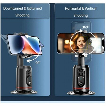 Suport de telefon cu urmărire automată a feței, suport pentru cameră cu rotație la 360°, telecomandă și lumină pentru streaming video live
