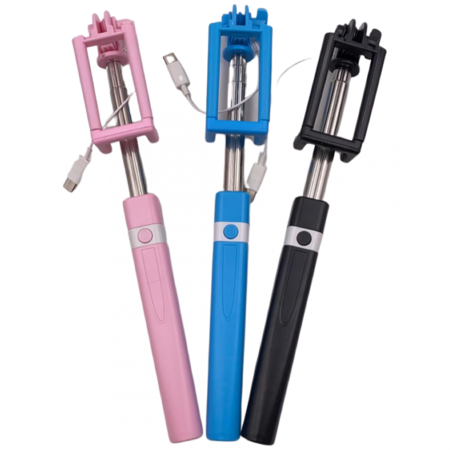 Stick selfie monopied cu mufă tip C - negru