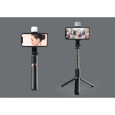 Stick selfie extensibil din aluminiu, trepied cu încărcare de la distanță Bluetooth, mini stick selfie pliabil Bluetooth