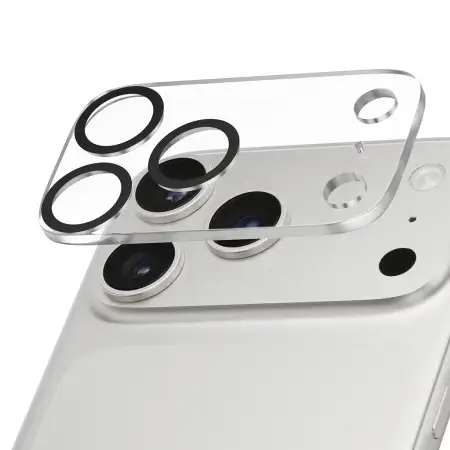 3D стъклен протектор за камера iPhone 17 Pro Max - Прозрачен