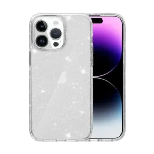 Блещукащ силиконов калъф за iPhone 16 Pro – Прозрачен