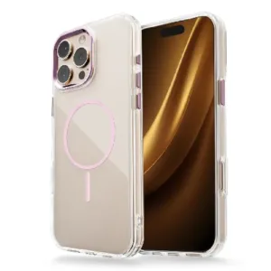 Clear Thin Magsafe кейс за iPhone 17 – Розов