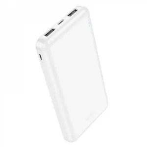 HOCO Преносима батерия 10,000 mAh, с 3 изхода (2 USB и 1 Type-C) - Бял J100