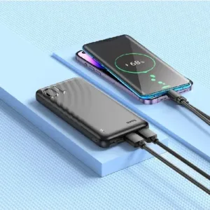 HOCO Преносима батерия 10,000 mAh, USB-C/2xUSB - Черен J123 - imagine 2