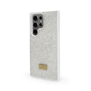 Carcasă de telefon cu pietre pentru iPhone 16 Pro - Albă