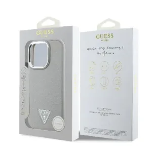 Оригинален кейс Guess MagSafe Grained PU Triangle Logo за iPhone 16 Pro Max - Бежов - Изображение 2