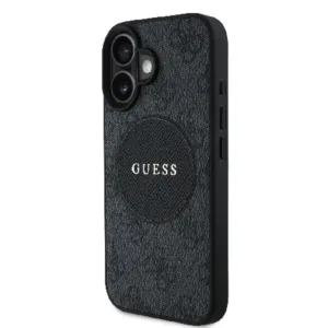 Оригинален кейс Guess MagSafe PU 4G Circle с Classic Logo за iPhone 16 - Черен - imagine 2