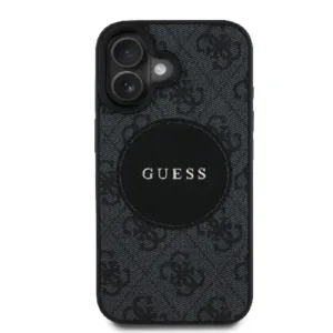 Оригинален кейс Guess MagSafe PU 4G Circle с Classic Logo за iPhone 16 - Черен - imagine 3
